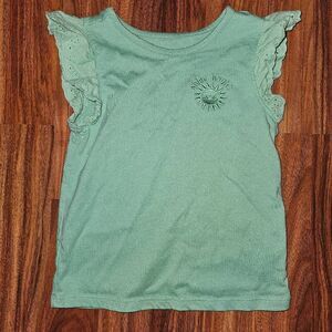 5 For $25 Garanimals Green Flutter Sleeve Top W/ Embroidery Eyelet Details 3T